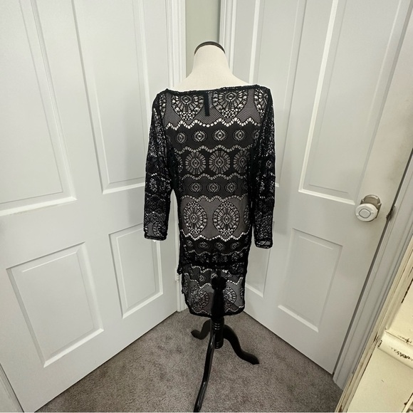 NWT! Ralph Lauren Sheer Swimsuit Cover up Black Lace M Bathing Coverup - Picture 3 of 9